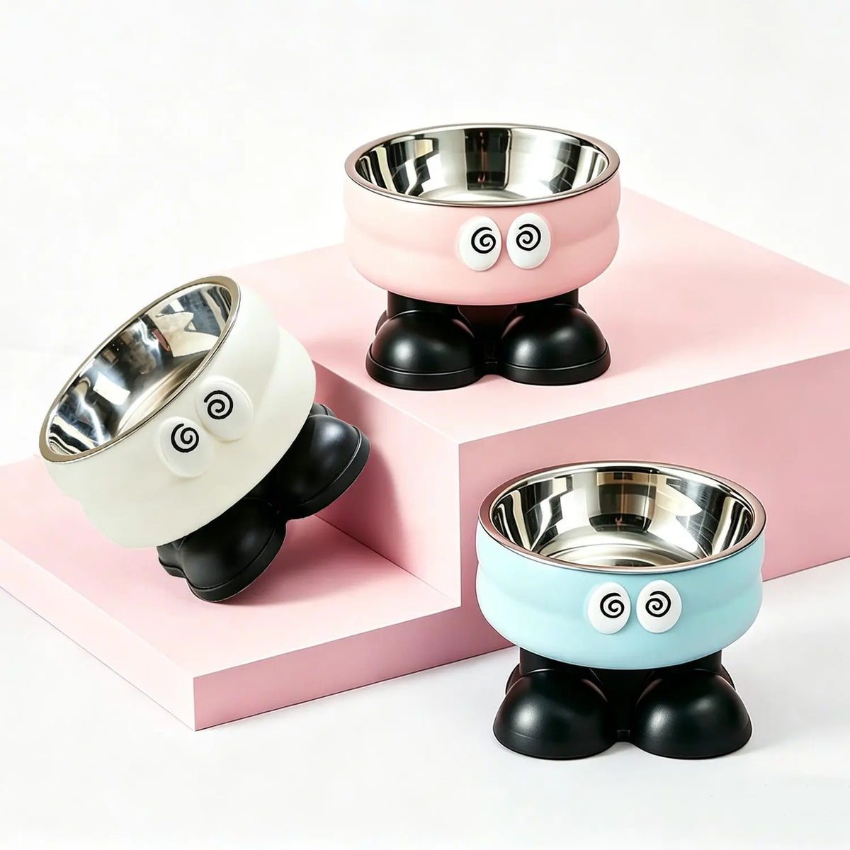 Elevated Pet Bowl with Detachable Stainless Steel Feeding Dish and Neck Protector, Ideal for Dogs and Cats