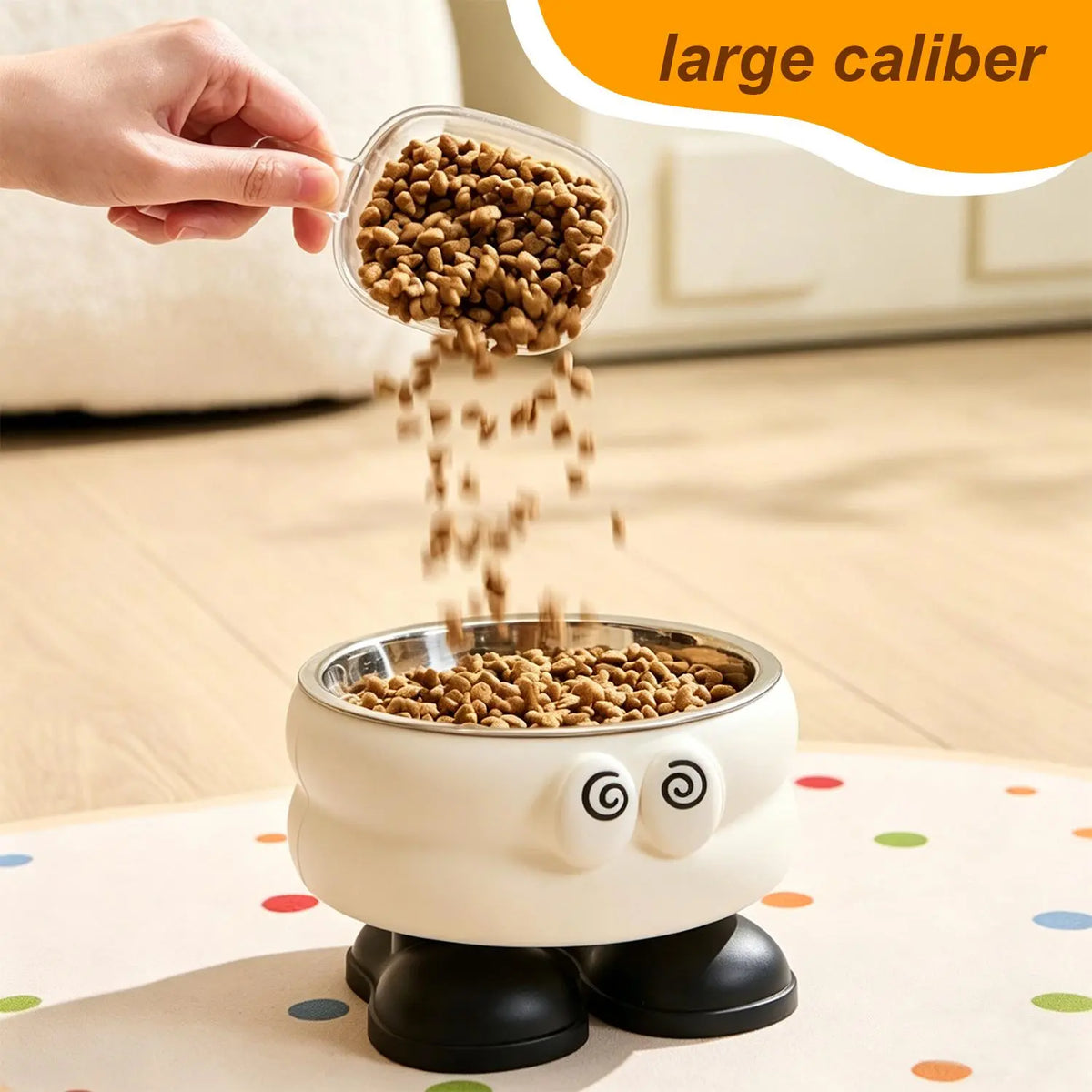 Elevated Pet Bowl with Detachable Stainless Steel Feeding Dish and Neck Protector, Ideal for Dogs and Cats