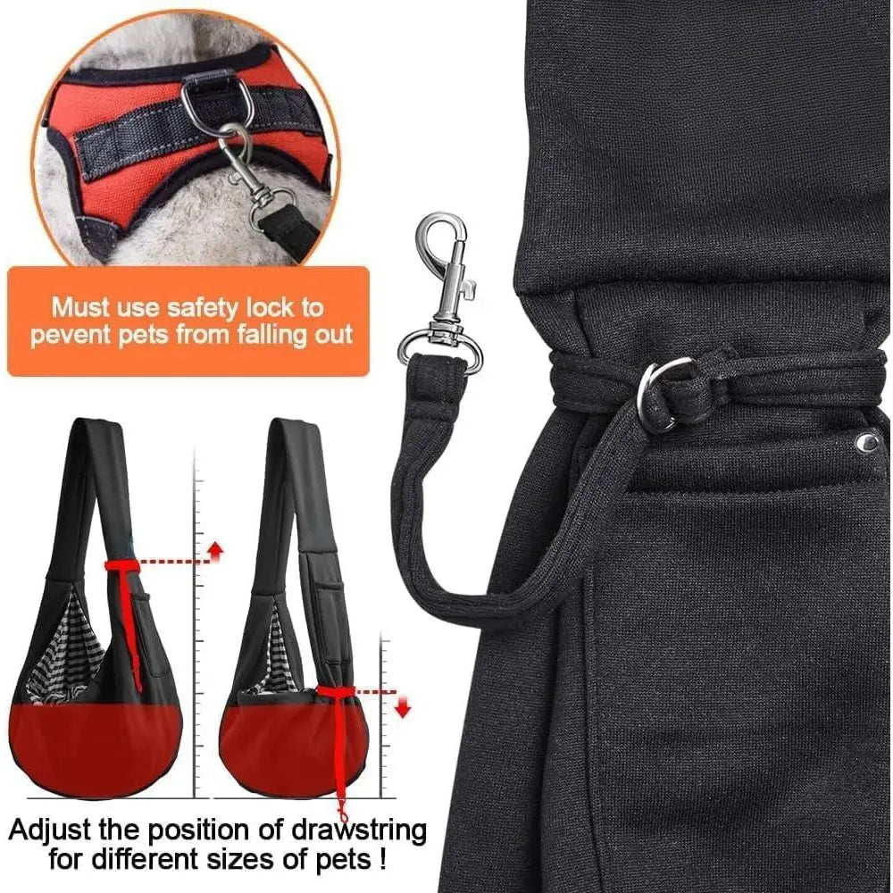 Pet Dog Sling Carrier for Pets 3-10 lbs - Reversible Hand-Free Travel Bag with Unadjustable Strap