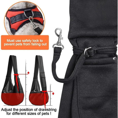 Pet Dog Sling Carrier for Pets 3-10 lbs - Reversible Hand-Free Travel Bag with Unadjustable Strap