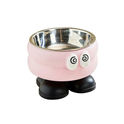 Elevated Pet Bowl with Detachable Stainless Steel Feeding Dish and Neck Protector, Ideal for Dogs and Cats