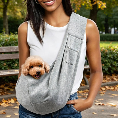 Pet Dog Sling Carrier for Pets 3-10 lbs - Reversible Hand-Free Travel Bag with Unadjustable Strap
