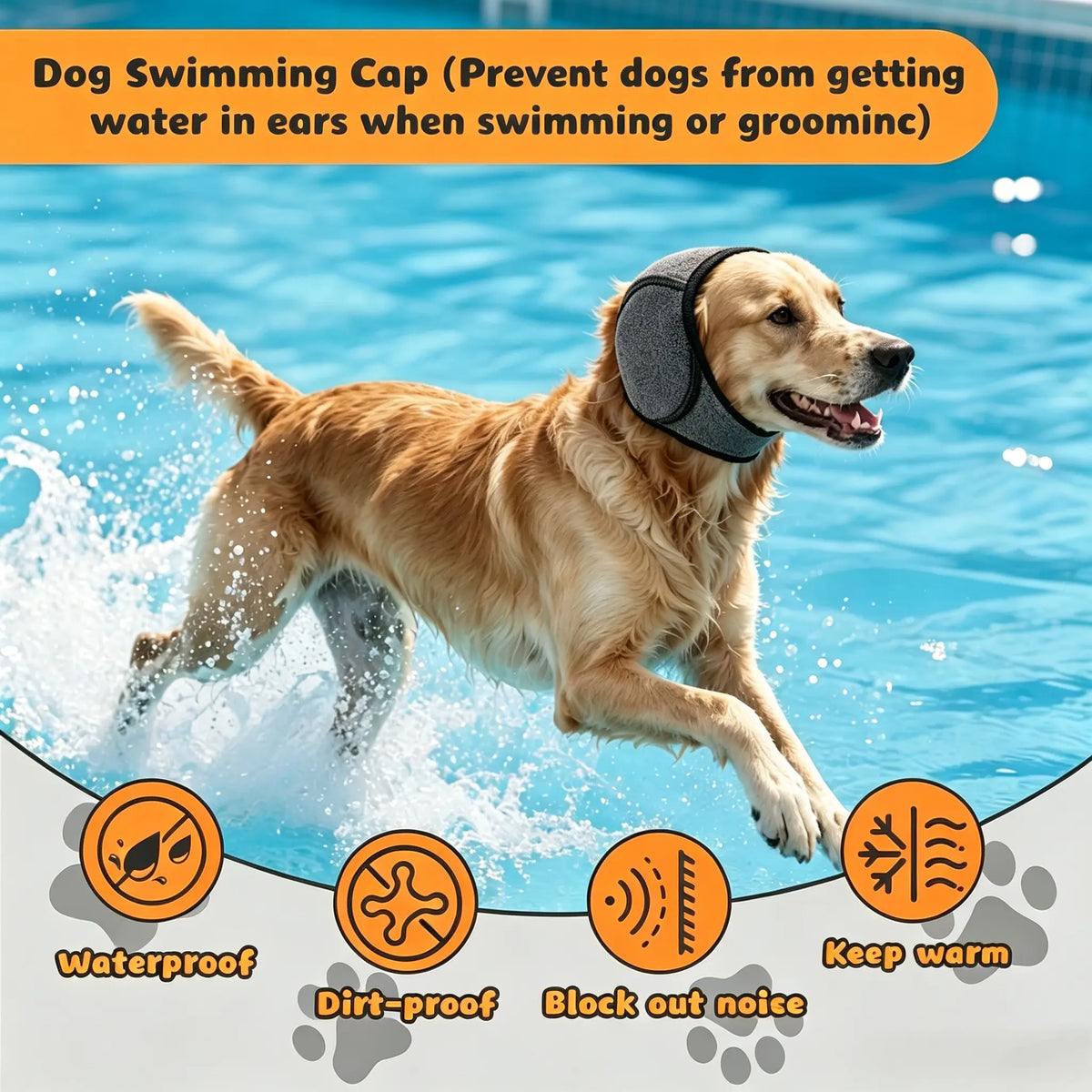 Noise-Canceling Ear Wrap for Dogs - Comfortable Calming Hoodie for Fireworks, Thunder, and Vacuum Noise Protection, Adjustable for Grooming, Bathing, and Swimming - Ideal Gift for Your Dog