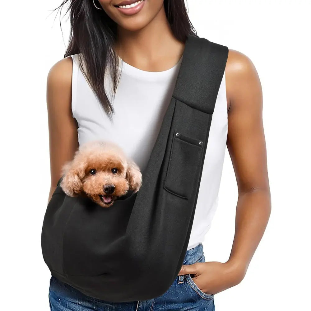 Pet Dog Sling Carrier for Pets 3-10 lbs - Reversible Hand-Free Travel Bag with Unadjustable Strap