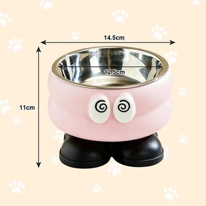 Elevated Pet Bowl with Detachable Stainless Steel Feeding Dish and Neck Protector, Ideal for Dogs and Cats