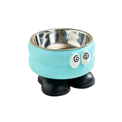 Elevated Pet Bowl with Detachable Stainless Steel Feeding Dish and Neck Protector, Ideal for Dogs and Cats