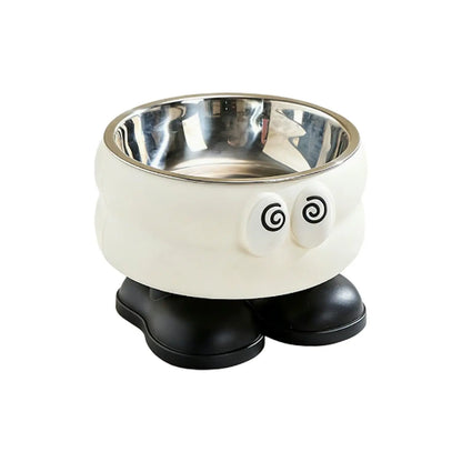Elevated Pet Bowl with Detachable Stainless Steel Feeding Dish and Neck Protector, Ideal for Dogs and Cats